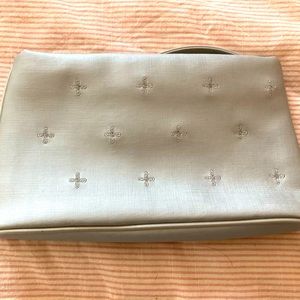 Light metallic silver blue clutch
